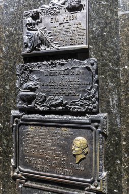 Buenos Aires, Arjantin - 31 Ocak 2024 Maria Eva Duarte de Peron 'un mezarı, La Recoleta Mezarlığı' ndaki Evita Peron (İspanyolca: Cementerio de la Recoleta)