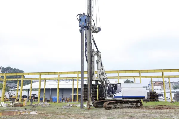 stock image Bore pile rig machine at the construction site in. The machine used to driven pile for building foundation work.