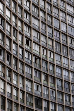 Facade of old building around the Joao Goulart viaduct in the center of the city of Sao Paulo, Brazil clipart