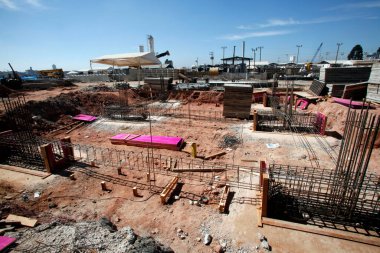 Brezilya 'nın Sao Paulo şehrindeki sivil inşaatın panoramik görüntüsü