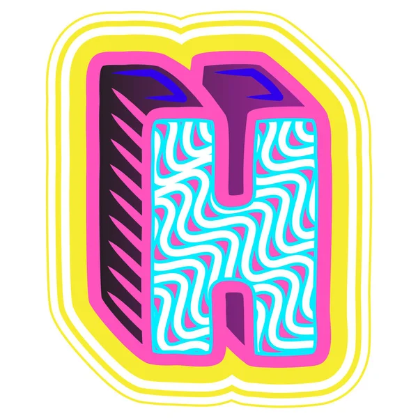 Une Lettre Décorative Dans Style Rétroonde Avec Des Accents Bleu — Image vectorielle