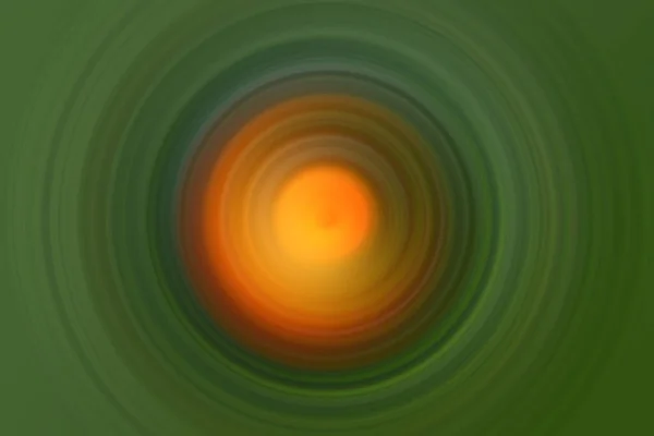 Dynamiczne Zielone Okrągłe Rozmycie Pomarańczowym Światłem Centrum — Zdjęcie stockowe