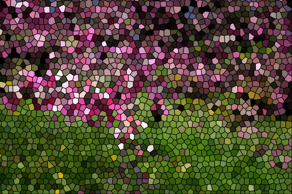 Glasmalerei Dunkelvioletten Und Grünen Farben Horizontal Zwei Hälften Geteilt — Stockfoto