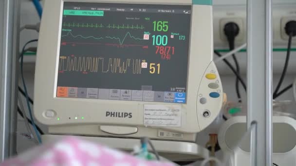 Kyjev Ukrajina Duben 2023 Srdeční Ústav Monitorování Pacienta Ukazuje Srdeční — Stock video