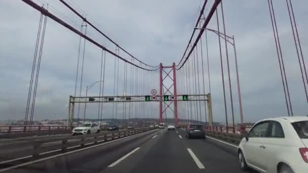 Lizbona Portugalia Marzec 2023 Widok Most Kwietnia Miasto Lizbona Most — Wideo stockowe