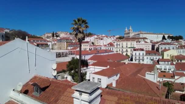 Λισαβόνα Πορτογαλία Μάρτιος 2023 Άποψη Των Στεγών Των Σπιτιών Και — Αρχείο Βίντεο
