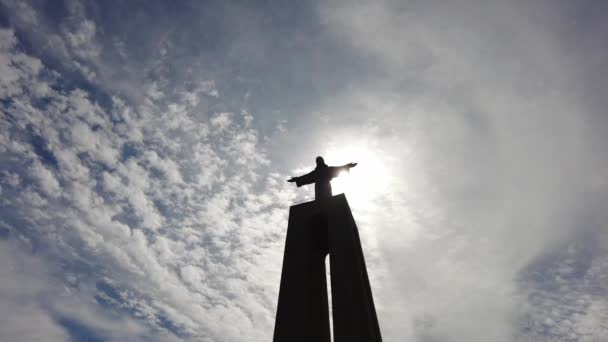 Lisbonne Portugal Mars 2023 Statue Christ Roi Almada Sanctuaire Christ — Video