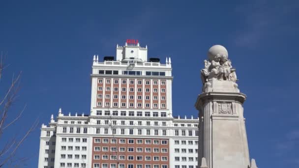 Madrid Spanien März 2023 Blick Auf Die Plaza Espaa Menschen — Stockvideo