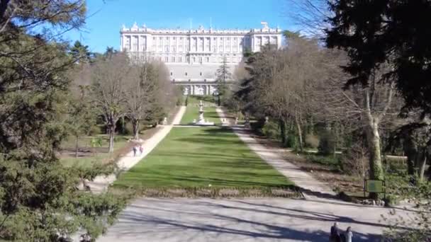Espanha Madrid Março 2023 Vista Jardim Frente Palácio Real Jean — Vídeo de Stock