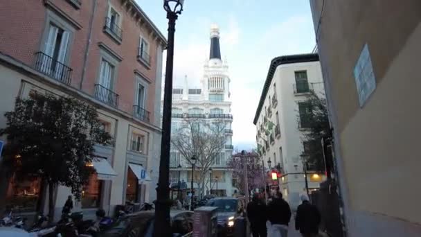 Spain Madrid March 2023 Walking Streets City Central Street People — Video Stock