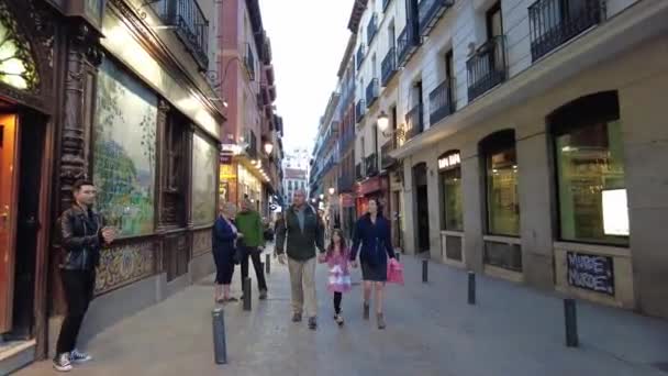 Spain Madrid March 2023 Walking Streets City Central Street People — ストック動画