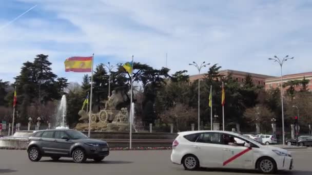 Espagne Madrid Mars 2023 Vue Sur Fontaine Magnifique Bâtiment Palais — Video