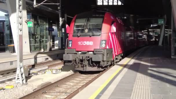 Austria Vienna March 2023 View Train Central Railway Station Train — Vídeos de Stock