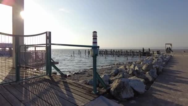 Neusiedl Podersdorf See Burgenland Austria March 2023 View Lighthouse Wooden — Stockvideo