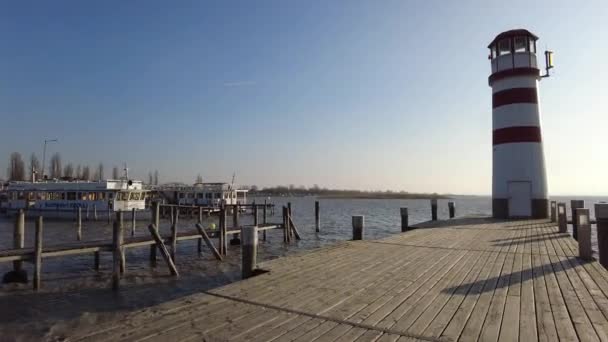 Neusiedl Podersdorf See Burgenland Austria March 2023 View Lighthouse Wooden — Video