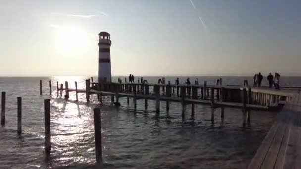 Neusiedl Podersdorf See Burgenland Austria March 2023 View Lighthouse Wooden — Wideo stockowe