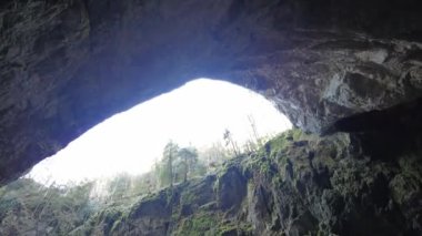 Blansko bölgesi, Çek Cumhuriyeti - 25 Şubat 2023: Punkva Mağaraları. Moravian Karst Mağaraları. Stolognitler, yeraltı dünyası..