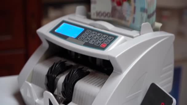Compteur Billets Banque Argent Ukrainien Dans Une Machine Calculer Conversion — Video