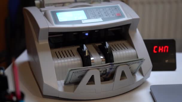 Maszyna Liczenia Banknotów Ukraińska Maszyna Licząca Banknoty Amerykańskie Pieniądze Maszynie — Wideo stockowe