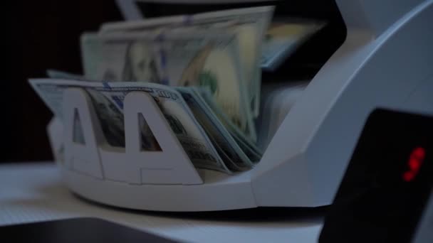 Обчислювальна Машина Банкнот Українська Машина Підрахунку Банкнот Американські Гроші Лічильній — стокове відео