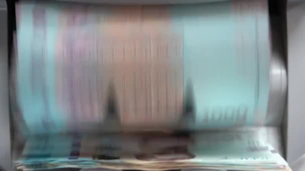 Машина Рахується Банкнот Українські Гроші Обчислювальній Машині Перетворення Української Валюти — стокове відео