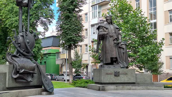 stock image Ukraine, Kyiv - June 24, 2024: View of the city sights. Monument to Pylyp Orlik. To the founder of the Constitution of Ukraine in Kyiv.