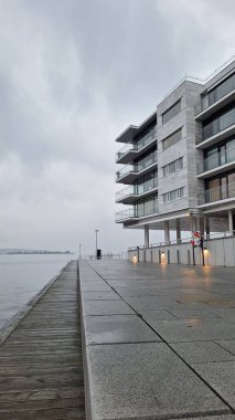 Oslo, Norveç, 19 Ekim 2024: Şehrin modern mimarisine bakış. Modern gayrimenkul, apartmanlar.