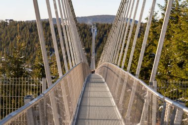 Sky Bridge 721, Aşağı Moravya, Çek Cumhuriyeti - 1 Aralık 2024: Dünyanın en uzun yaya asma köprüsü. Çek Cumhuriyeti 'nde Dağ tatil beldesi Dolni Morava.