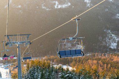 Sky Bridge 721, Lower Moravia, Czech Republic - December 1, 2024: Ski lift. Cable car. Mountain resort Dolni Morava  clipart