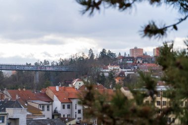 Trebiç, Çek Cumhuriyeti - 4 Ocak 2025: Çek Cumhuriyeti 'nin Vysocina bölgesinin güneydoğusundaki Batı Moravya' da şehir manzarası. Şehrin şehir manzarası..