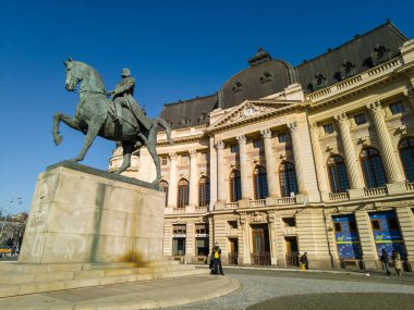 Bükreş, Romanya - 18 Ocak 2025: Carol Binicilik Anıtı 