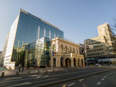 Bükreş, Romanya, 18 Ocak 2025: Novotel Bükreş Şehir Merkezi binasının manzarası