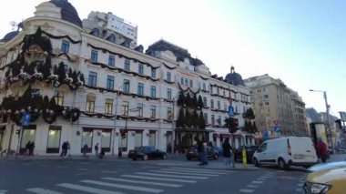 Bükreş, Romanya - 18 Ocak 2025: Grand Hotel du Boulevard manzarası 