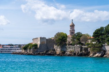 KRK Island, Croatia - April 19, 2025: Cityscape. View of Frankopan Castle