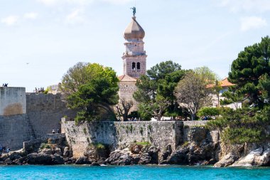 KRK Island, Croatia - April 19, 2025: Cityscape. View of Frankopan Castle