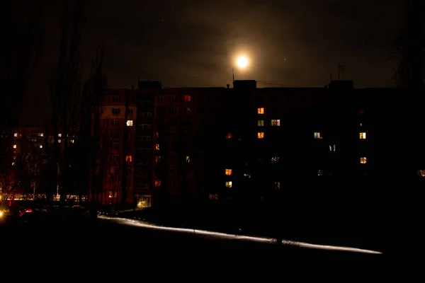 stock image Ukraine Dnipro housing nail houses in the sleeping area of the city without electricity due to power outages in Ukraine due to missile attacks, war in Ukraine, people without electricity