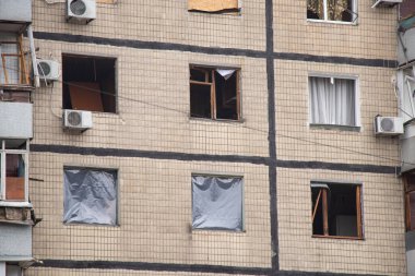 A house blown up by a Russian rocket in the city of Dnipro on Pobeda Street in Ukraine, War in Ukraine, a rocket attack on civilians in their homes