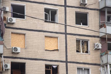 A house blown up by a Russian rocket in the city of Dnipro on Pobeda Street in Ukraine, War in Ukraine, a rocket attack on civilians in their homes