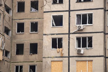 A house blown up by a Russian rocket in the city of Dnipro on Pobeda Street in Ukraine, War in Ukraine, a rocket attack on civilians in their homes