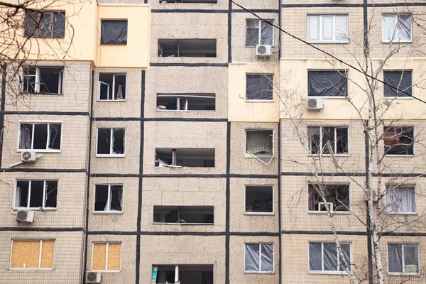 A house blown up by a Russian rocket in the city of Dnipro on Pobeda Street in Ukraine, War in Ukraine, a rocket attack on civilians in their homes