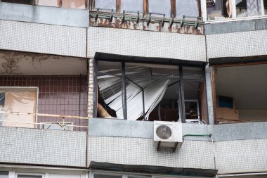 A house blown up by a Russian rocket in the city of Dnipro on Pobeda Street in Ukraine, War in Ukraine, a rocket attack on civilians in their homes
