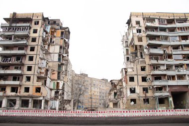 A house blown up by a Russian rocket in the city of Dnipro on Pobeda Street in Ukraine, War in Ukraine, a rocket attack on civilians in their homes