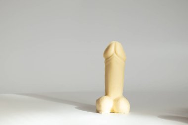Male sexual organ made of white chocolate, original chocolate gift