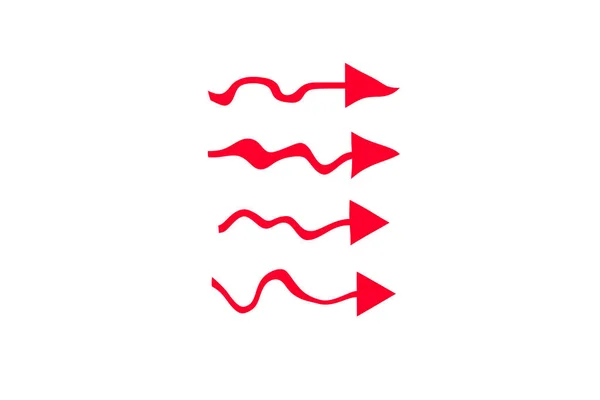 Red curved arrows are arranged in a row on a white background