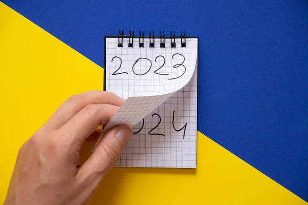 2023 2024 Yıllarında Ukrayna Nın Sarı Mavi Bayrağının Arka Planına — Stok fotoğraf