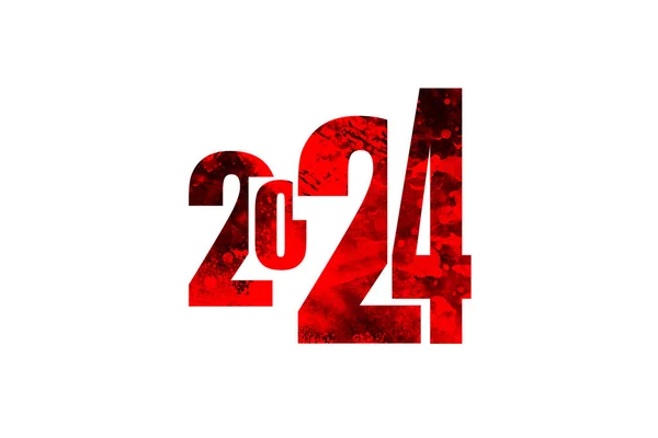 2024 Tekstury Czerwone Plamy Plamy Białym Tle Sztandar Noworoczny 2024 — Zdjęcie stockowe