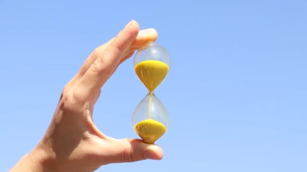 Hands Girl Hourglass Sky Ukraine Time Sand Time Life — Stock Video