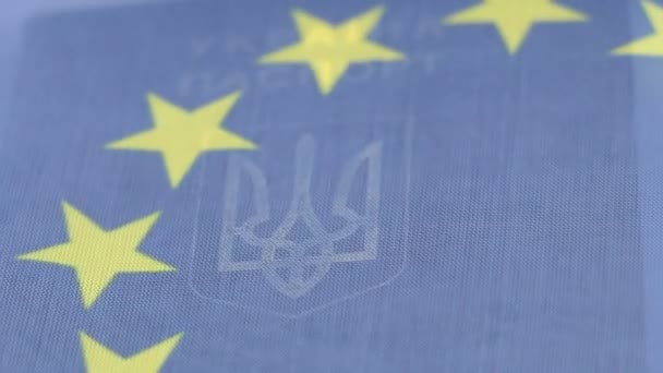 Flagga Och Ukrainskt Pass — Stockvideo