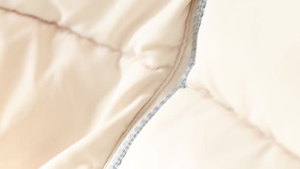 White Puffy Winter Jacket Zipper Background Close White Background — Stock Video
