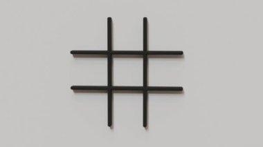 Beyaz arkaplanda tic-tac-toe oyunu, oyunun 3B modeli